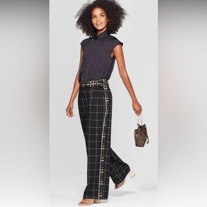 WHO WHAT WEAR Women’s Check Plaid Contrast Straight Dress Pants Size 16 -31” NWT